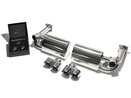 ARMYTRIX Stainless Steel Valvetronic Exhaust System Quad Matte Black Tips Porsche 997 Turbo 2007-2009 on Sale